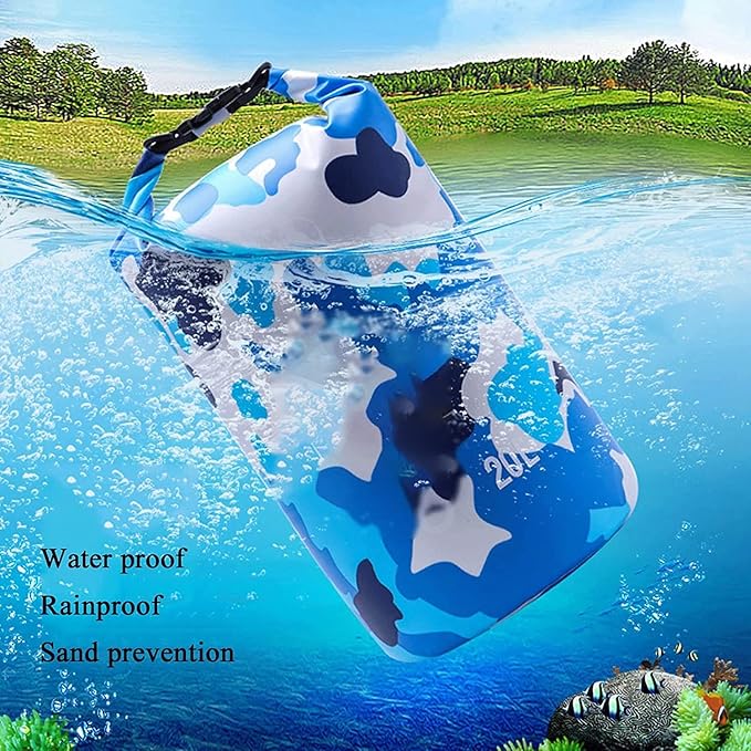 Floating Waterproof Drying Bag (20L) Lightweight Dry Storage Bag with Seal Snap &amp Shoulder Strap Suitable for Traveling Fishing (Color : Gray)