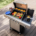 MFSTUDIO 4-Burner BBQ Propane Grill with Searing Side Burner Porcelain-Enameled Cast Iron GratesThicker and taller lid Stainless Steel Gas Grills for Outdoor and Patio Barbecue Cooking