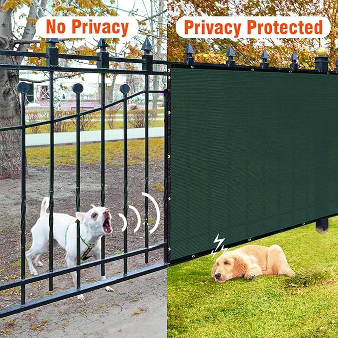 iCover 4x50ft Privacy Screen Fence Outdoor Fencing Panels Garden Windscreen Mesh Shade Sail Net Barrier Include Reinforced Bindings and Brass Grommets Cable Zip Ties Green