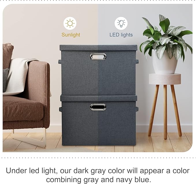 Graciadeco Large 17 36 Quart Collapsible Stackable Storage Bins with Lids 5 Packs Dark Gray Foldable Fabric Closet Storage Boxes with Lids Heavy-duty Linen Cube Baskets(17 x 12 x 11)