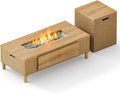 Sophia &amp William 42 Inch Outdoor Propane Gas Fire Pit Table Patio Rattan Rectangular Fire Table with Tank Cover Table 50000 BTU Firepit Table for Outside Patio with Fire Glass Lid