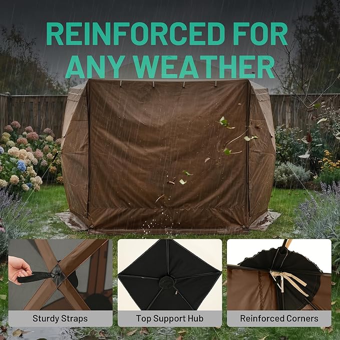 Overmont Pop up Gazebo Screen Tent - Large Instant Screen House Tent with Netting Removable Wind Cloths Full Open Door Skylight - Portable Outdoor Screened Shelter for Camping Backyard Patio Parties