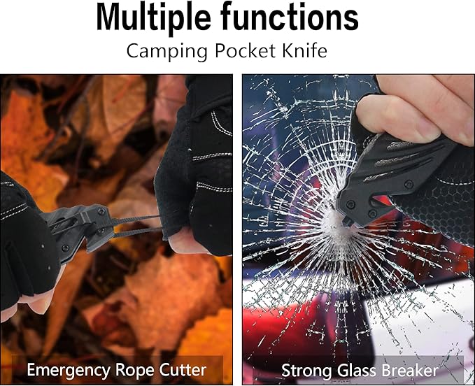 Valentine's &amp Birthday Gift for Men - Ultimate Pocket Folding Knife with AXIS Lock Glass Breaker &amp Rope Cutter &amp Gift Box for Him Husband Boyfriend Father - EDC Camping &amp Emergenc