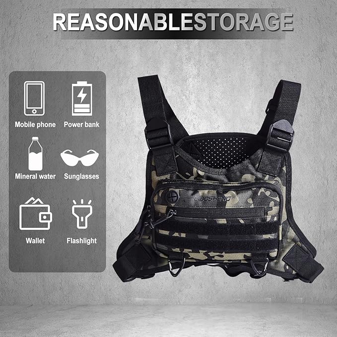 Multipurpose Outdoor Sports Chest Bag Tactical Vests for Men/Women -EDC Travel Chest Pack for Running Hikingcycling(Camo)