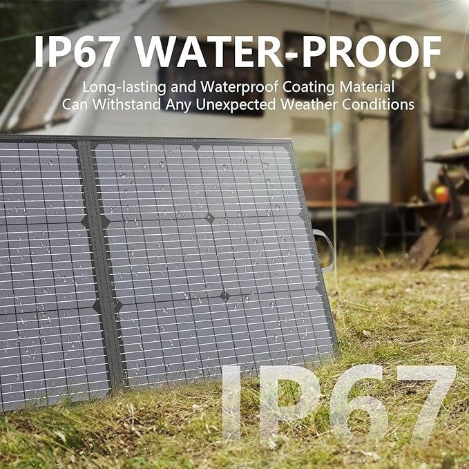 Portable Solar Panel 220W 40V Monocrystalline Foldable Solar Panels Charger Power Backup IP67 Waterproof Durable for Power Station RV Camping Off Grid Fishing