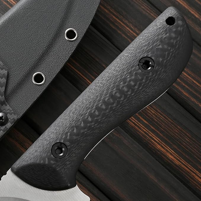 Sitivien ST33 Fixed Blade Knife VG10 Steel Blade Carbon Fiber Handle Full Tang Knife for Outdoor Activities Camping Hunting Fishing(Silver)