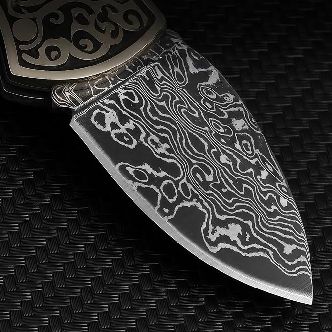Damascus Steel Knife Knives for Men HRC 60 Natural Bone Handle Hand-Forged Damascus Folding Knife Gifts for Hunters Men who have Everything Camping Knives &amp Tools Gift Ideas for Boyfriend
