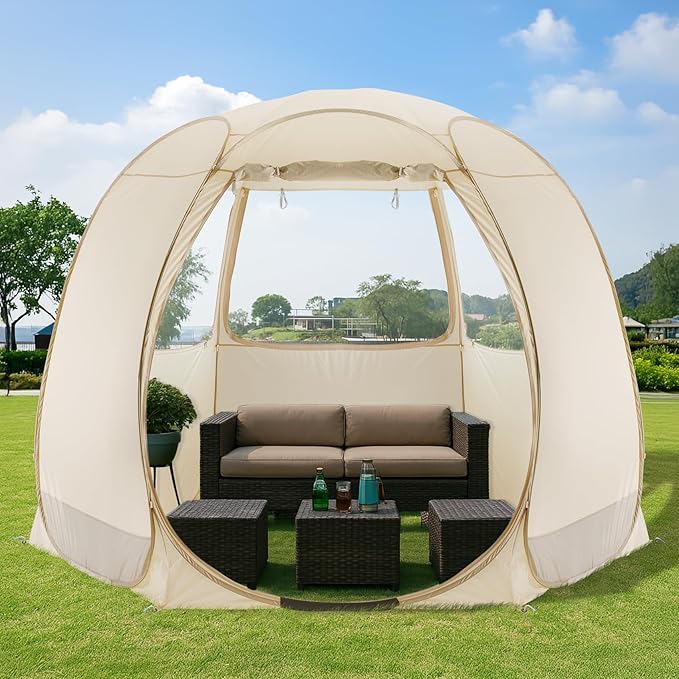 Alvantor Pop Up Screen House Gazebo with Mosquito Netting Instant UV Resistant Sun Shelter for Patio &amp Backyard Portable Canopy Tent for 2-10 Person