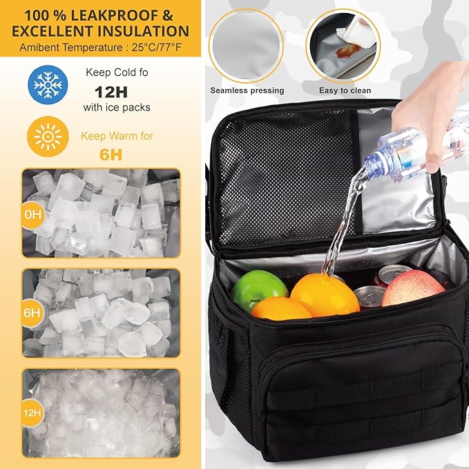 Tactical Double Deck Cooler Backpack for MenLarge Lunch Backpack with 2 CompartmentSoft Cooler Bag