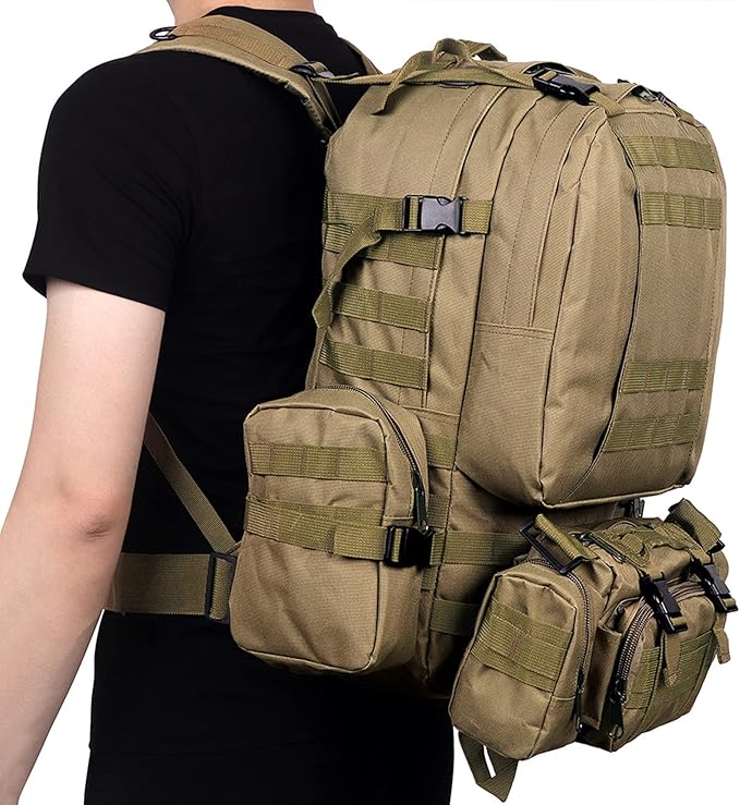 Tactical Backpack 50L Molle Daypack Men 4 in 1 Military Bag Outdoor Sport Hiking Climbing Army Camping Bags