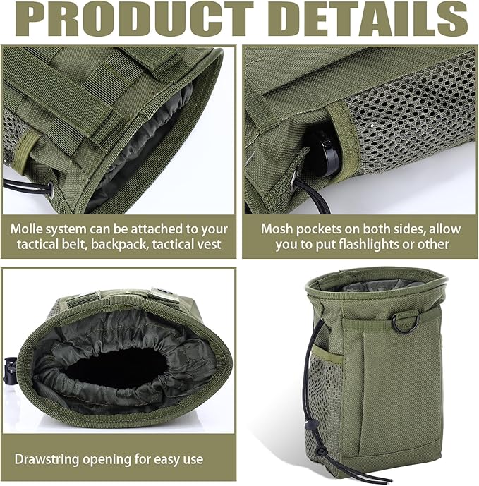 5 Pieces Tactical Colored Dump Pouch Military Belt Pouch Molle Adjustable Attached Hip Holster Bags with 3 Pieces Iron Snap Hook for Men Women Outdoor Sport Traveling Use
