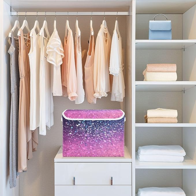 Diamonds Crystals Gradient Glitter Decoration Sequins Purple Blue Storage Containers with Lids Stackable Clothes Storage