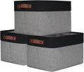 Storage Bins Large Fabric Storage Baskets for Shelves 3 Pack Decorative Linen Closet Baskets with Handles for Organizing Shelf Clothes Home Office 15x11x9.5Inches (Grey&ampBlack)