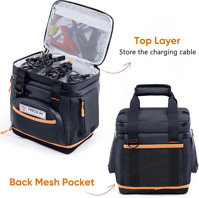 Double-Layer Travel Carrying Case for Jackery Explorer 300/240/160 – Portable Power Station Storage Bag with Molded Bottom Side Ventilation Front Pockets for Jackery Accessories &amp Solar Generato