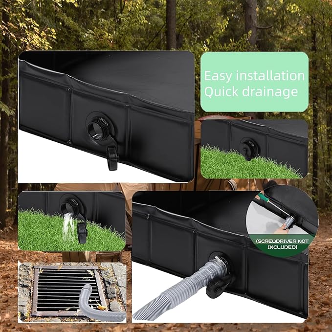 Foldable Camping Shower Base Portable Shower Pan Shower Tent Awning Base Indoor &amp Outdoor Shower Base - Keep Feet Clean Capture Water
