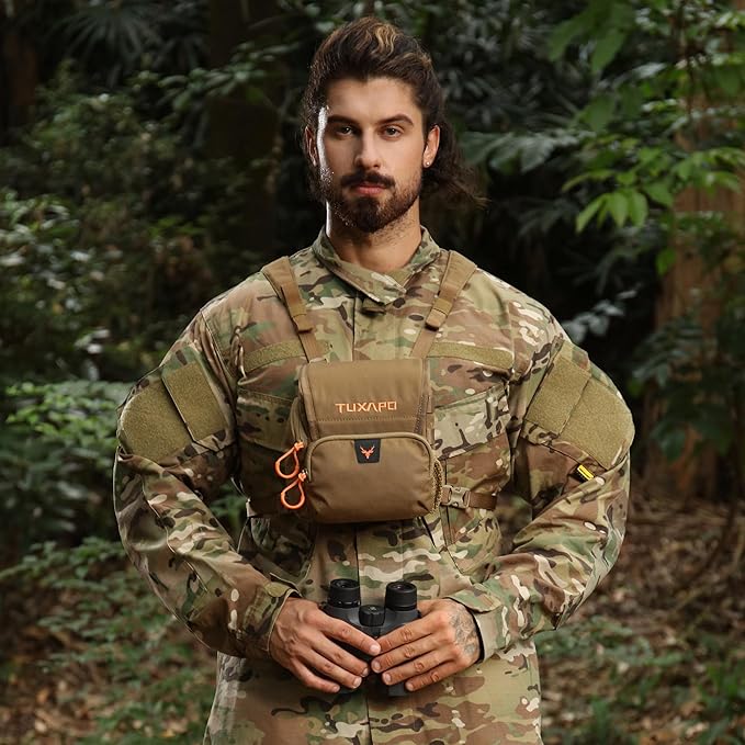Binocular Harness Chest Pack with Rangefinder Pouch Bino Case for Hunting Hiking Shooting