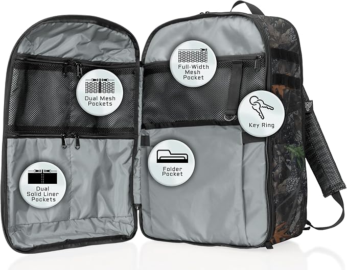 Xtreme Sight Line ~ Large Backpack ~ 16 Laptop Backpack with Removable Faraday Sleeve ~ Heavy-Duty Foam Padded &amp Multiple Large Compartments ~ 1000D Nylon/Spacer Mesh ~ Backwoods Camo