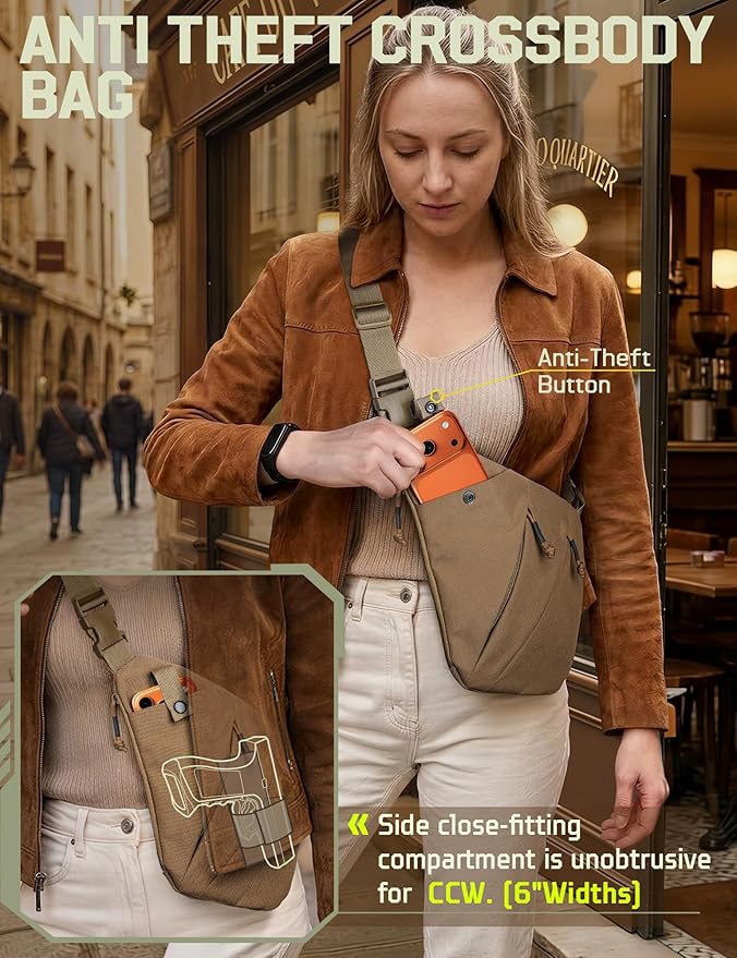 WYNEX Tactical Crossbody Sling BagConcealed Carry Bag for Men WomenAnti Theft Crossbody Bags CCW Bags EDC Carry