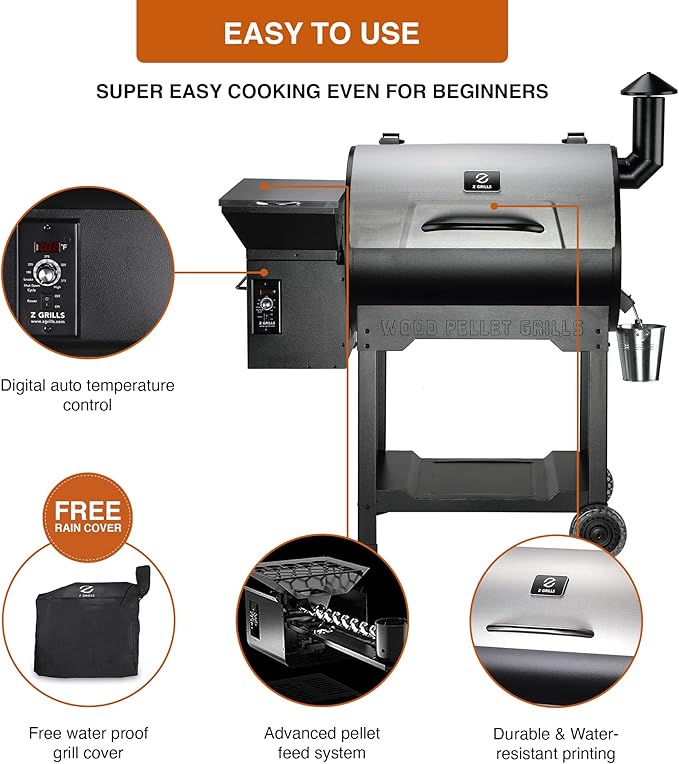 Z GRILLS ZPG-7002B3E Wood Pellet Grill &amp Electric Smoker BBQ Combo with Auto Temperature Control 2022 New Model