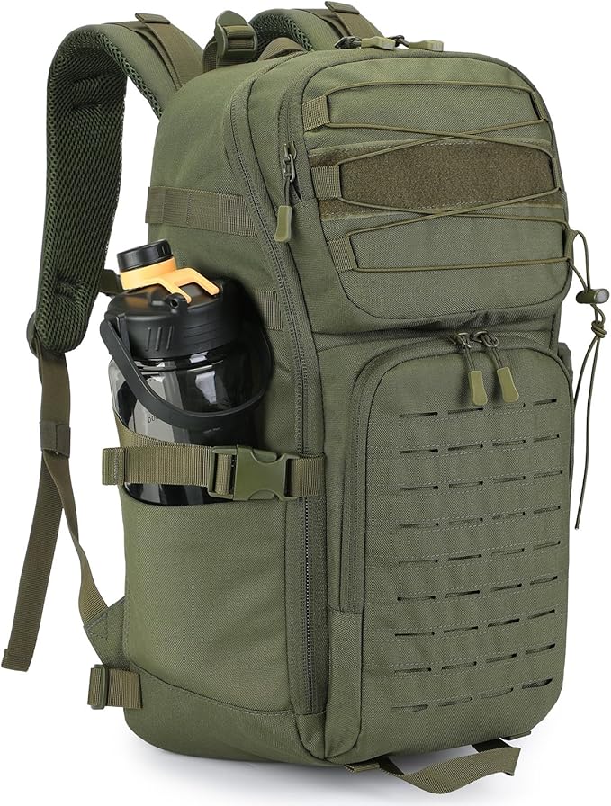 HUNTVP Tactical Backpack for Men 35L Military Backpack MOLLE 1000D Army Daypack 3 Day Bug Out Bag for Work Camping Hiking Outdoor Army Green