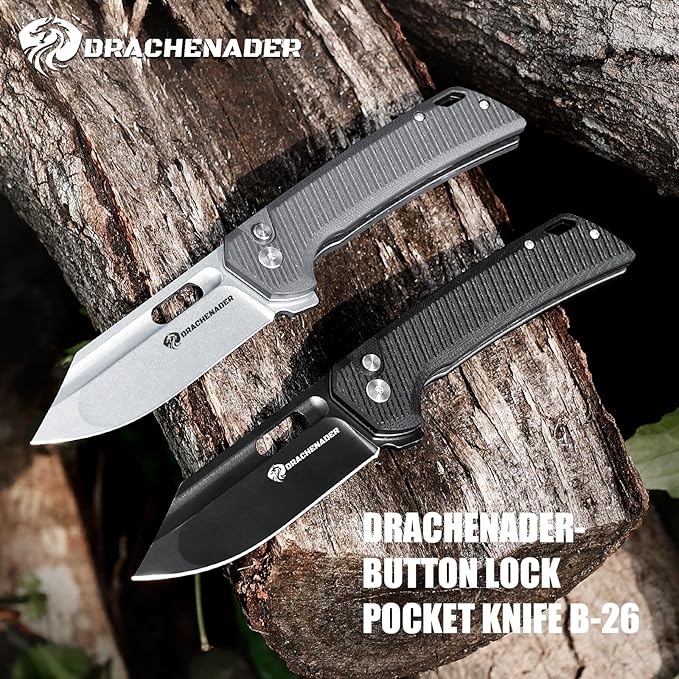 Large Pocket Knife for Men B-26 8.11 Tactical Folding Knife with 14C28N Blade G10 Handle Upgraded Reinforced Lock Includes Pocket Clip and Nylon Sheath for Camping Survival