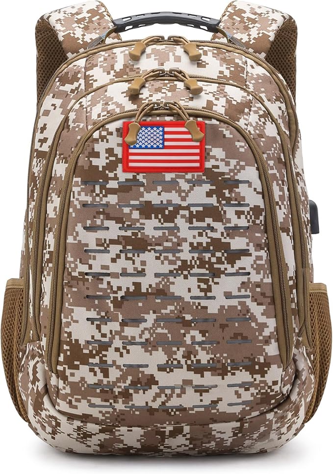 Camo BackpackSmall Tactical Backpack for outdoorMilitary Teen Boys Backpacks for School with USB Charging Port40L