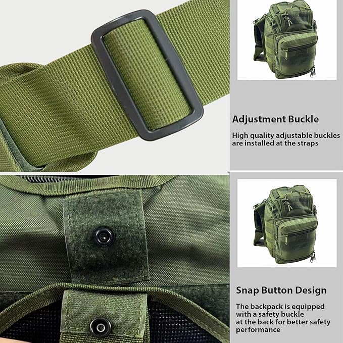 Tactical Backpack for MenMilitary Sport Bag Pack Sling Shoulder Backpack Tactical Crossbody Bag EDC Molle Assault Range Bag Chest Pack for Hiking Camping Outdoor - Green
