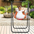 Hammock Chair Stand Indoor Balcony Swing Chair with Rack Heavy-Duty Hammock with Stand Included Kids Hammock Chair for Outdoor Patio Yard A-Shaped Cotton Rope Solid Wood Fixing Bearing 440lbs