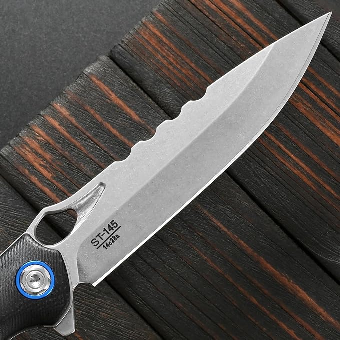 Sitivien ST145 Folding Pocket Knife14C28N Steel BladeG10 Handle EDC Tool Knife for Outdoor SurvivalCampingHikingHunting(Black) …