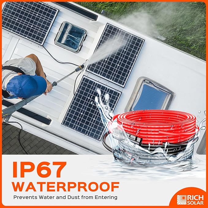 RICH SOLAR 30 Feet 10 Gauge Solar Extension Cable One Pair Connect Solar Panel to Charge Controller