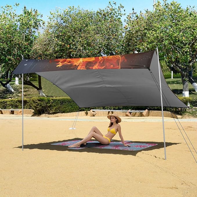 ALAZA Number Eight Billiard Ball Spirits Fire Water Beach Tent Sun Shelter Portable Canopy Sunshade for Outdoor Camping Picnics Backyard Fun 10x9 ft