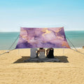ALAZA Purple &amp Gold Marble Beach Tent Sun Shelter UPF50+ Protection Beach Shade Canopy w/ 4 Sandbags for Outdoor Camping Fishing Backyard Fun Picnic 10x9 ft
