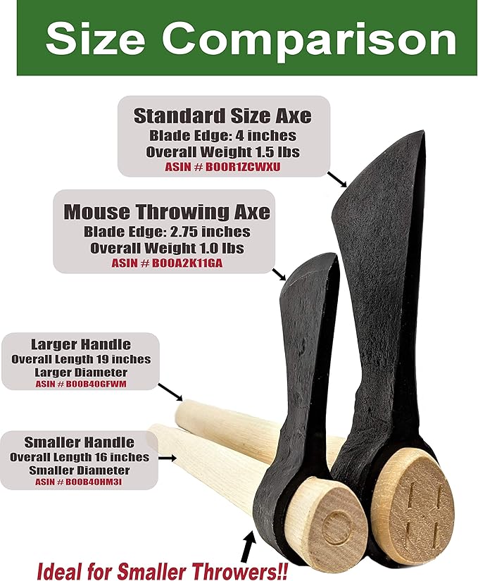Light Throwing Tomahawk - Mouse Hawk Designed for Young Thrower - 16 Hand Forged Small Throwing Hatchet
