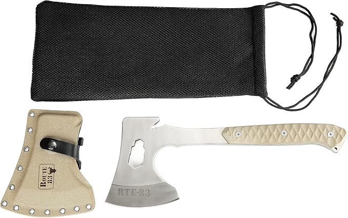 ROUTE83 Knives Hand Hammered Tactical Tomahawk Hatchet Axe with Kydex Sheath