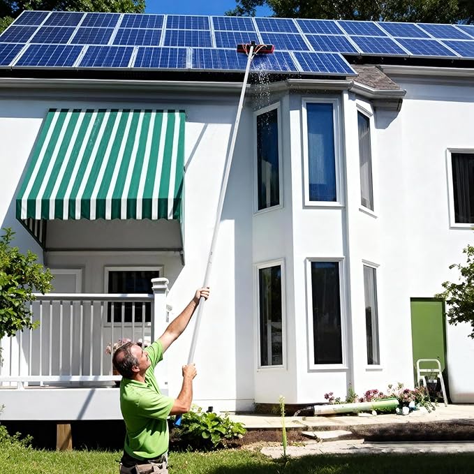32.8 Feet Reach Solar Panel Cleaning Brush &amp Pole Water Fed Pole KitSuitable for high Windows Cleaning Solar photovoltaic Panel Cleaning and Cleaning Cars Trucks Vans caravans Windows