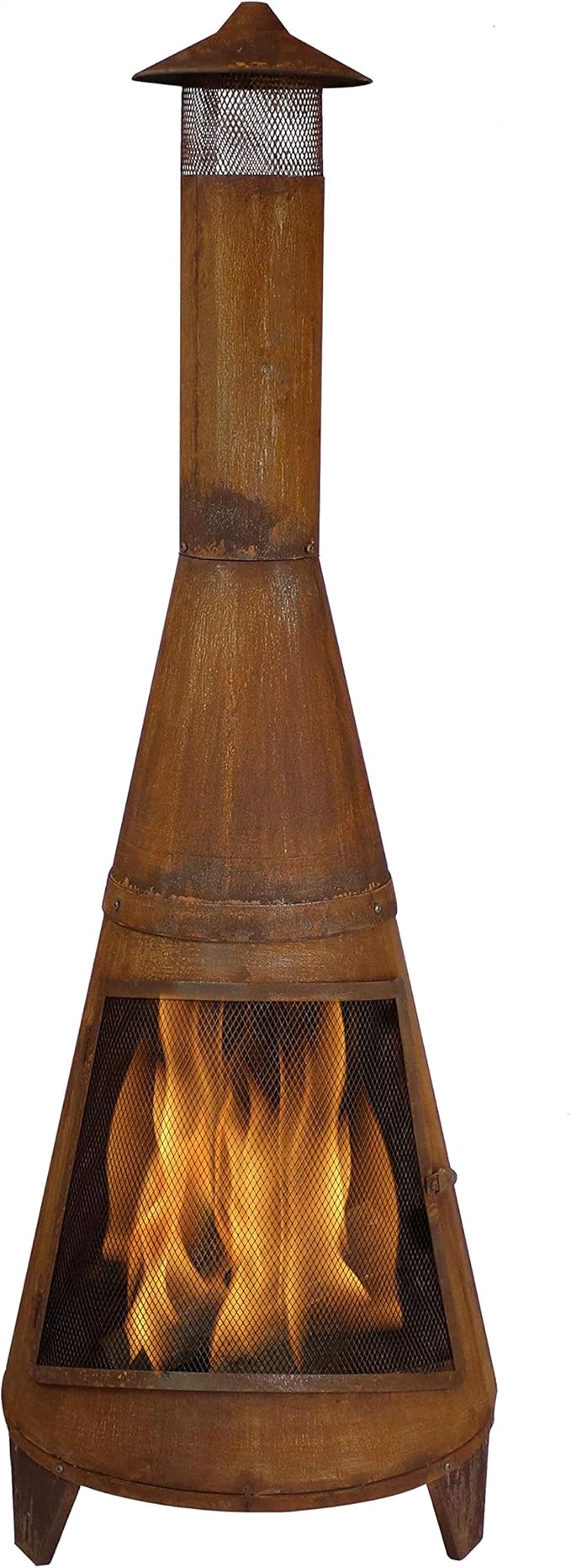 Sunnydaze 70-Inch Chiminea Outdoor Fireplace - Outdoor Wood-Burning Chiminea Fire Pit - Chimney Fire Pit - Rustic