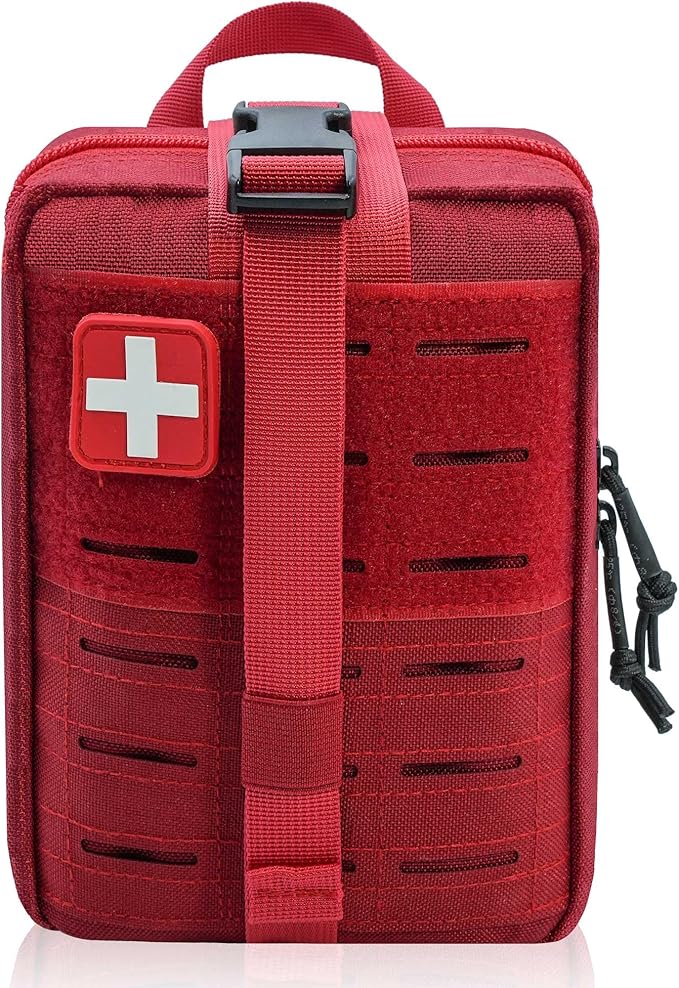Ifak Pouch - 2 Pack Rip Away Molle Tactical Medical Pouch Empty First Aid Kit Bag for Duty Belt (2 Pack RED)