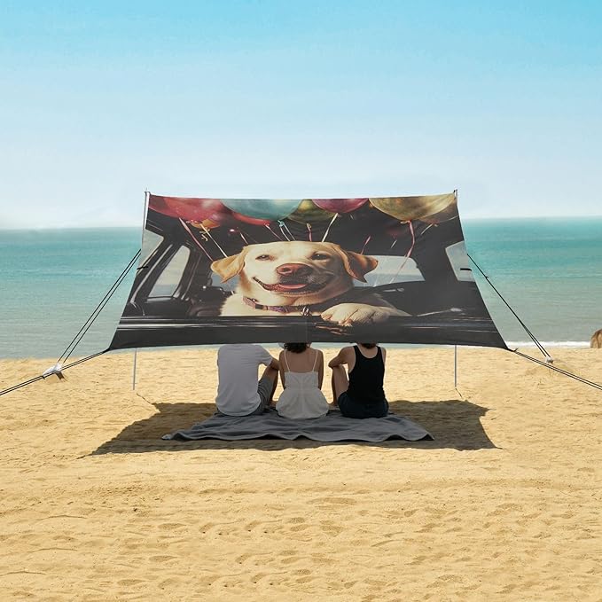 ALAZA Labrador Car Balloons Beach Tent Sun Shelter Portable Canopy Sunshade for Outdoor Camping Picnics Backyard Fun 10x9 ft
