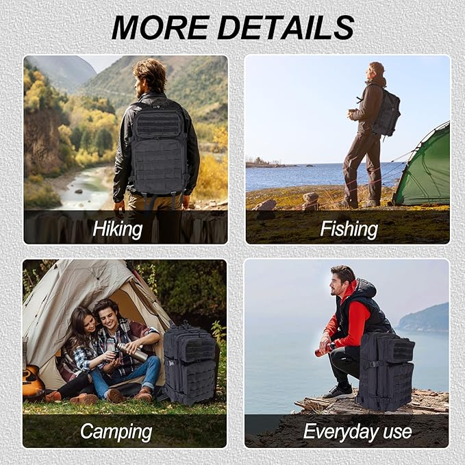 HEMSO Military Tactical Backpack 45L Outdoor Assault Survival Travel Backpack Waterproof Suitable for Hunting Hiking &amp Camping and Other Outdoor Activities