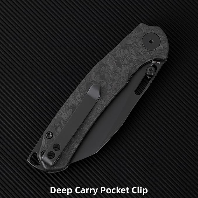 Folding Pocket Knife 3.1 Stonewash Blade EDC Knife with Safety Liner Lock Small Pocket Knife with Clip for Men Sharp Camping Hiking Hunting Survival Knives