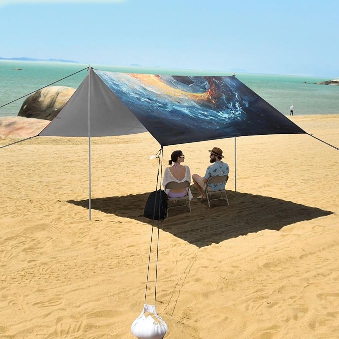 ALAZA Football Water Fire Beach Tent Sun Shelter Portable Canopy Sunshade for Outdoor Camping Picnics Backyard Fun 10x9 ft