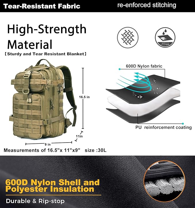Miramrax Small Tactical Backpack Military Daypack - 30L Backpack for Men Molle Assault Pack Bug Out Bag for Hiking Camping Travel Army Hunting Rucksack Trekking (Green)