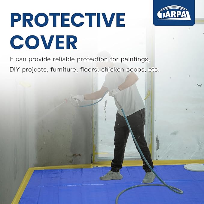 TARPAL 3x200 Feet Tarp Roll 5mil Waterproof Tarps polyethylene Multipurpose Tarp Cover Dustproof Tear Resistant for Decoration Painting Home use（Green/Blue）