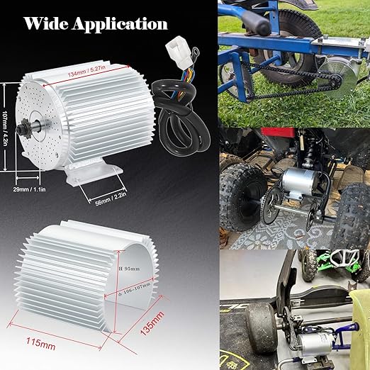 48V Go Kart Motor Assembly 1000W Electric Brushless DC Motor System 3500RPM with 30A BLDC Control Unit Handlebar Twist Grip Control (48V1000W Set with Mounting Bracket)