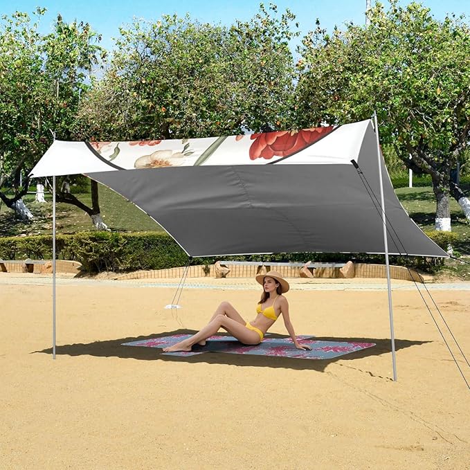 Flowers Flower Dianthus Rose Beach Tent &amp Canopy UPF50 Easy Setup Portable Sun Shelter with Sandbags &amp Sand Shovel for Camping Fishing Backyard Fun