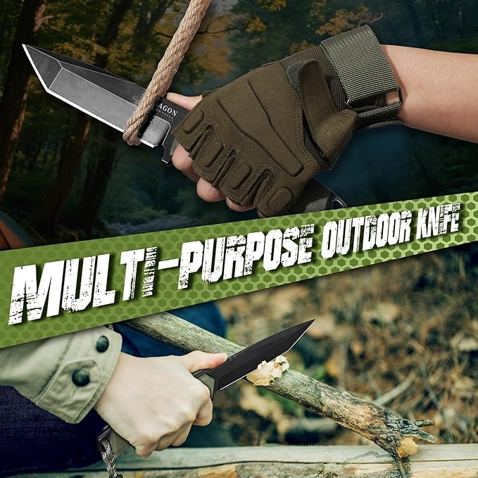 Dragon Creek Fixed Blade Knife - Full Tang Handle Black