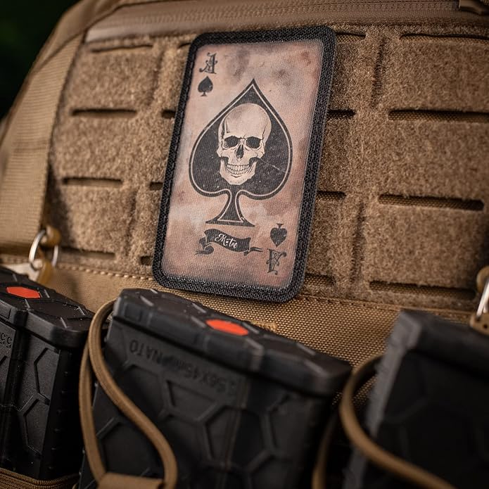 Tactical Carry Set: Shoulder Chest Pack Ace of Spades Patch Vintage USA Flag - Black Coyote/Black Standart Size