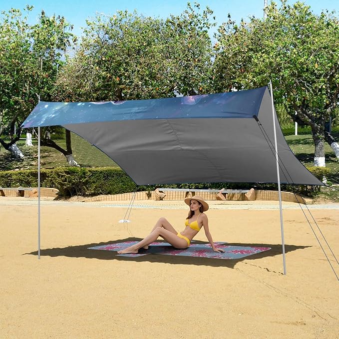 ALAZA Sea Turtle Jellyfish Beach Tent Sun Shelter Portable Canopy Sunshade for Outdoor Camping Picnics Backyard Fun 10x9 ft