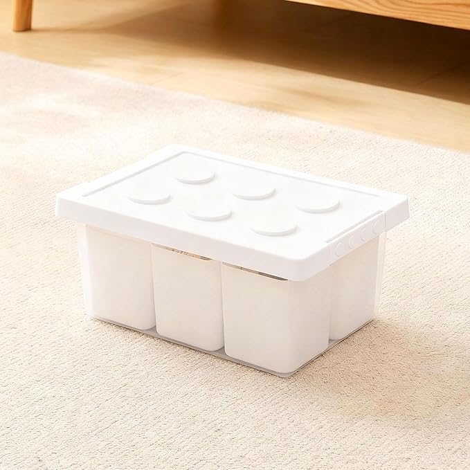 loobuu Plastic Storage Bins with Lids Art Craft Supply Organizer Box with Brush Pot Multipurpose Stackable Storage Containers for Organizing Tool Craft CrayonSewing(White)