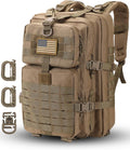 Hannibal Tactical MOLLE Assault Pack Tactical Backpack Military Army Camping Rucksack 3-Day Pack Trip w/USA Flag Patch D-Rings Coyote